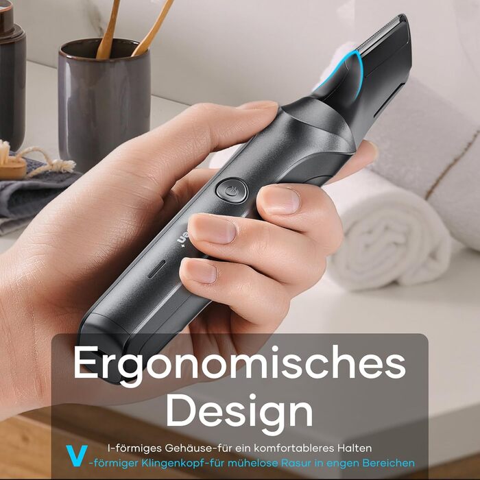 Триммер для тіла Kensen V-подібний чоловічий для гоління інтимної зони. Вологостійкий тілотриммер з насадками для ніг, грудей, пахв та зони бікіні.