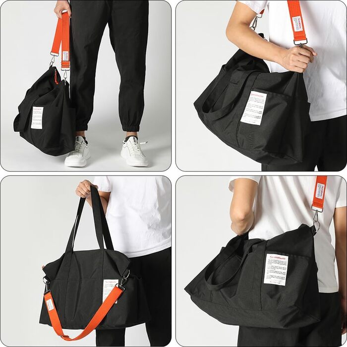 Спортивна сумка Flintronic для жінок, дорожня сумка-мішок, сумка на вихідні, дорожня сумка з чохлом для тележки, водонепроникна спортивна сумка, сумка для подорожей, ручна поклажа для спорту, подорожей, літака (чорна)