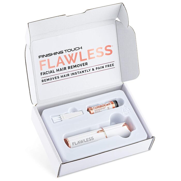 Електричний жіночий триммер для обличчя Finishing Touch Flawless Face - безболісне видалення волосся для чутливої шкіри, білий