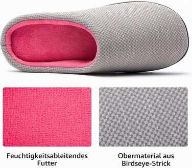 Жіночі домашні капці RockDove з ефектом пам'яті (Memory Foam), в'язані, сіро-рожеві, розмір 38/39 EU