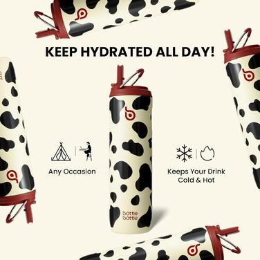 BOTTLE BOTTLE Insulated Stainless Steel Water Bottle 750 ml with Straw, Lid & Handle – Leak-Proof, BPA-Free, Double-Walled – Ideal Water Bottle for Sports, Travel & Fitness (Green) (Stainless Steel)