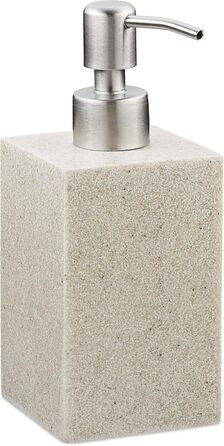 Дозатор мила Relaxdays 300 мл, наповнюваний, для ванної/кухні, білий (пісок), полірезин, нержавіюча сталь