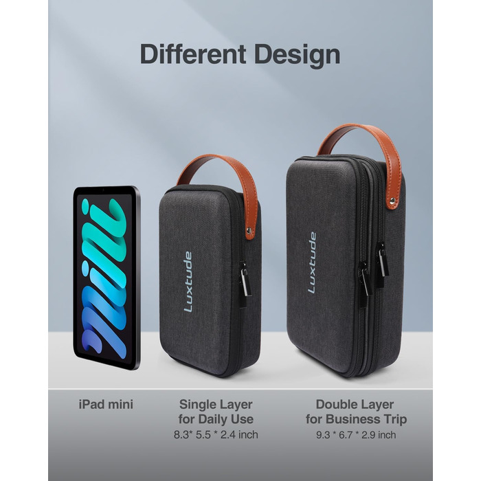 Органайзер для кабелів Luxtude: зручна кейс для зарядних пристроїв, кабелів, Power Bank та жорстких дисків (чорний, двошаровий)