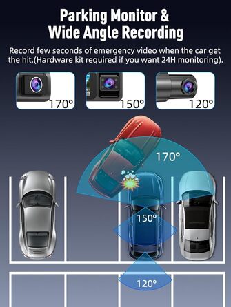 3-канальний автомобільний відеореєстратор 4K+1080P+1080P (передній, задній, салонний), 5GHz WiFi, 3.16