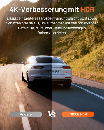 Автомобільний відеореєстратор 70mai T800E 4K 3-канальний (передній, внутрішній, задній) з HDR, ІЧ-нічним баченням, GPS, WiFi 6 та карткою пам'яті 64GB