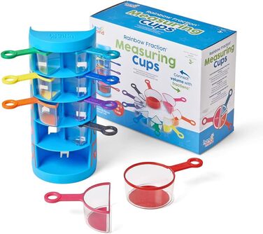 Learning Resources Rainbow Fraction Measuring Cups Set of 9 Fraction Manipulatives, Kids Measuring Cups, Baking Supplies for Kids, for Kids' Kitchen, School Supplies