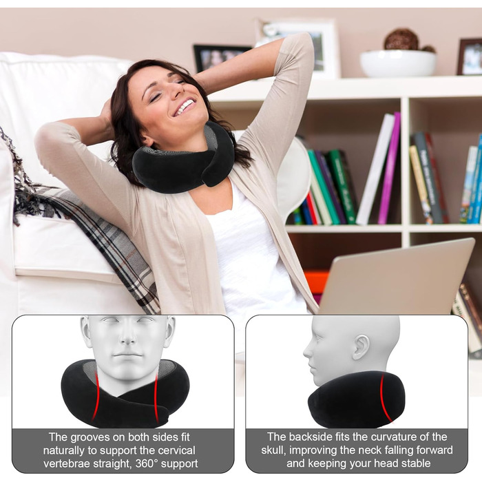 Подушка для шиї у подорожах: бамбукова, з маскою для очей, Memory Foam, для авто, поїздів, літака та офісу