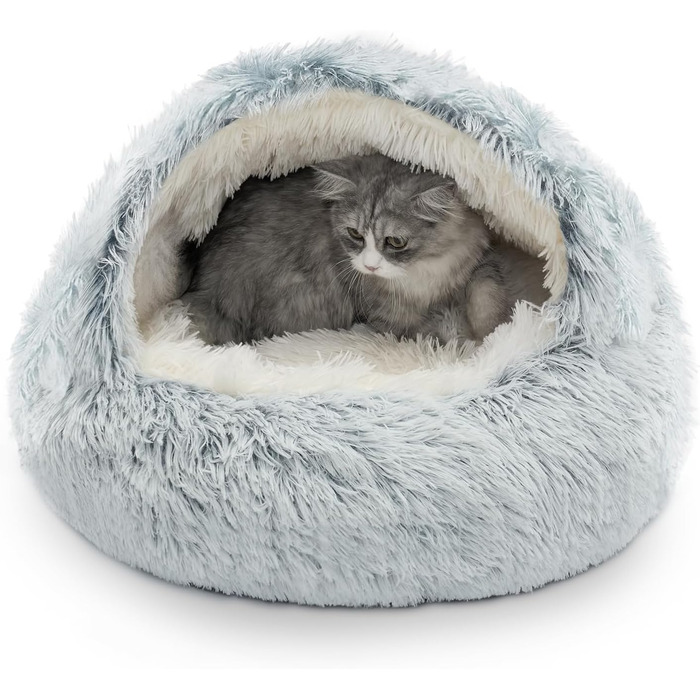 CATISM Cat Bed Washable Cat Sleeping Place for Cats Plush Pet Cat Head Pillow Cat Cushion Fluffy Kitten Puppy Snuggle Bed Pet Bed Grey