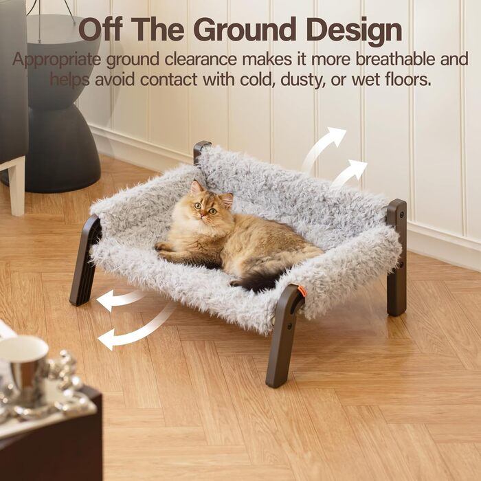 MEWOOFUN Dog Sofa Dog Bed Elevated No Dogs – Dog Beds for No and medium-sized Dogs with Non-Slip Bottom, Breathable Woven Bed with Removable, Cat Sofa 61 x 53 x 28 cm, (L, Grey)