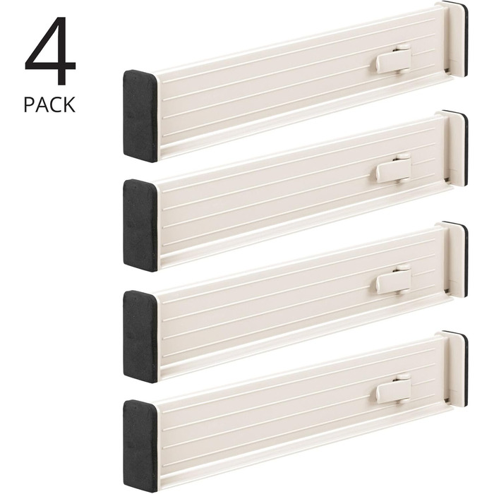 mDesign Adjustable Drawer Organizer – Practical Drawer Dividers for Cabinets and Dressers – Flexible Plastic Compartmentalizer – 8-Piece Set – Smoke Gray and Black (Cream Color)