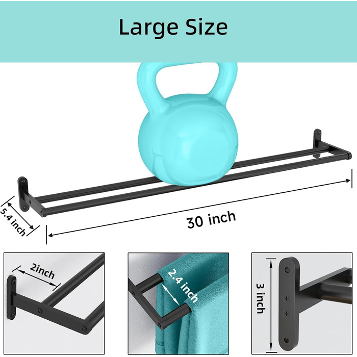 Тримач для рушників YUMORE, подвійний, з нержавіючої сталі, 80 см, чорний