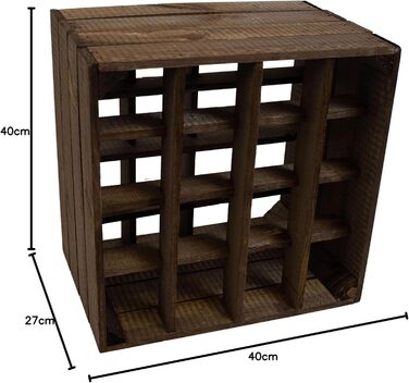 Wine Rack 16er white/natural/flamed Dimensions 40x40x27cm Shelf Box Bottle Rack Wine Rack Apple crate/Wine crate (dark)