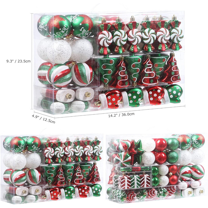 Набір ялинкових кулі Sea Team 77 шт., міцні, прикраси на ялинку, кулі-підвіски, з подарунковою упаковкою