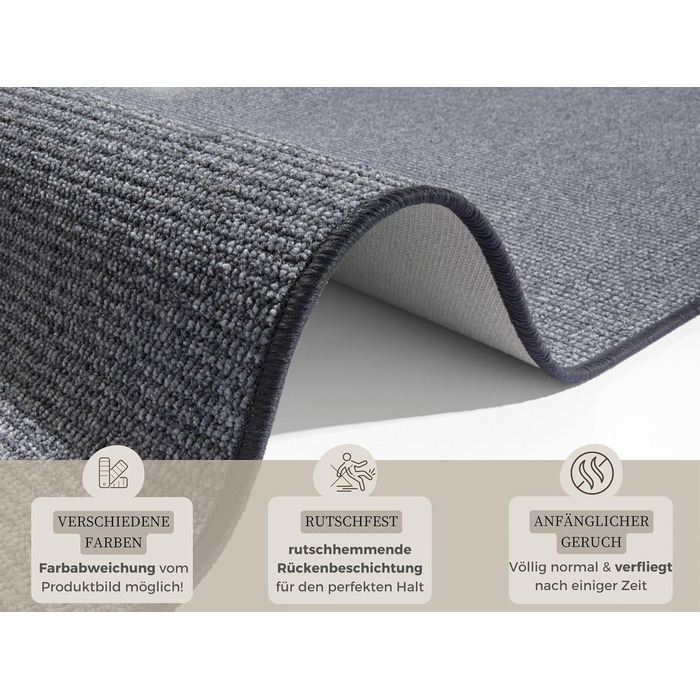 Килимок Bouclé Läufer – антиковзаючий килимок для кухні, прихожої, вітальні, ванної кімнати – 67x200 см (сірий)