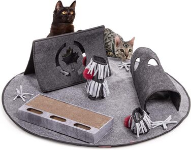 CanadianCat Company | Coleen Cat Activity Mat, Intelligence Toy for Cats, Interactive Activity for Cats Play Mat, Play Mat, Gray/Brown, 110 x 90 cm (ActivityTeppich COSMO)