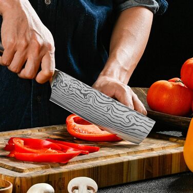 Японський ніж Sunnecko Santoku 17см - професійний кухонний ніж для приготування їжі (7 дюймів)