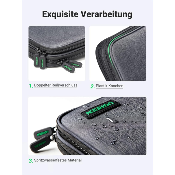 UGREEN Electronic Travel Cable Bag Universal Travel Cable Organizer Electronics Accessories Case 2-Layer Large Electronic Accessories Bag for Cables, Chargers, Power Bank, Tablet (M)