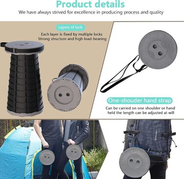 Складаний туристичний стілець-табурет, сірий. Максимальне навантаження 200 кг. Ідеально для кемпінгу, риболовлі, пікніків та подорожей. З сумкою для перенесення.