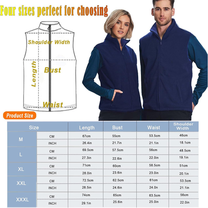 Електрична гріюча жилетка для чоловіків TOUVE, 5 зон обігріву, регулювання температури, флісова куртка (без Powerbank), колір: синій (M, 2025)