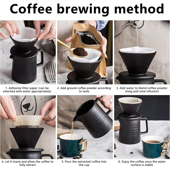 Порцеляновий кавовий фільтр 500 мл з чашкою, кавоварка pour over з керамічним кухлем, кавник з фільтром, багаторазовий кавовий дрипер, білий
