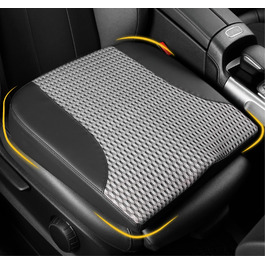 Подушка для сидіння в авто з Memory Foam: Комфорт, підтримка спини, для лікування ішіасу та болю в куприку. Підходить для авто, вантажівки, офісу, інвалідного візка. Шкіра та сітка 4D (Чорний & Сірий)