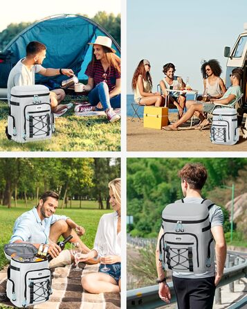Large Cooler Bag Waterproof Insulated Leakproof Rolltop Cooler Bag Backpack Soft Cooler for Food & Drinks for Beach/Picnic/Camping
