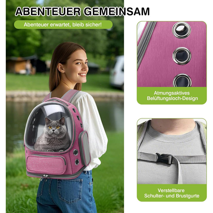 Рюкзак-переноска для котів та собак ALLSOPETS Bubble Carrier Rosa (до 7.5 кг)