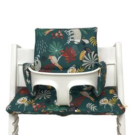 Дитяча подушка LUCCA для стільчика Stokke Tripp Trapp, ламінована, легке очищення, бірюзові джунглі