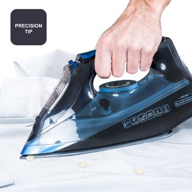 Праска Black+Decker Blau BXIR2200E з парою, 2200 Вт, пластик, 370 мл, 2600 Вт, 150 г/хв