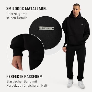 SMILODOX Худі Dawson для чоловіків - Оверсайз толстовка з капюшоном - З довгим рукавом, Ідеально для спорту, стилю вулиці та повсякденного носіння, Зручна та універсальна, Чорний колір