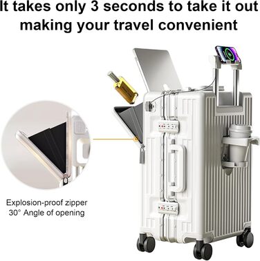 Чемодан ручної поклажі для весни/літа, дозволений для авіаперевезень, з TSA-замком, 360° колесами, PC-корпусом та міцним алюмінієвим каркасом, підходить для розмірів 20'', 24'' та 26''