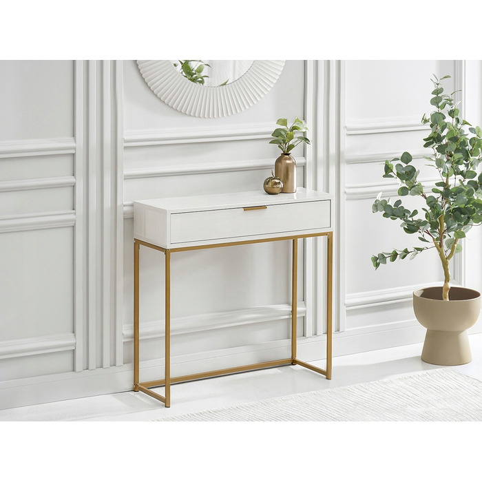 Консольний столик Mebel-Partner, білий/матовий золотий, 80 x 76,5 x 28 см