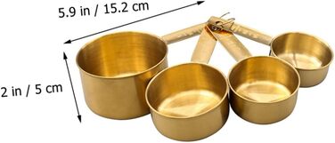 BESTOYARD 4-Piece Measuring Spoon Set - Stainless Steel, Wooden Cooking Spoon Set, Wooden Spoon Set, Baking Measuring Spoons, Measuring Scoop, Measuring Cup, Spoon Scoop, Long-Handled Measuring Spoons, Stainless Steel, 4 Pieces * 4