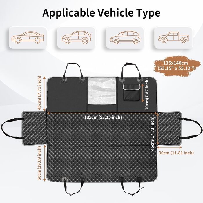 Автоматик для собак у машину, захист заднього сидіння, водовідштовхувальний, протиковзкий, 135x140 см
