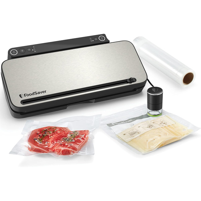 Система вакуумного пакування продуктів FoodSaver VS3190X | Набір для вакуумування з ручним пристроєм, роликом, пакетами