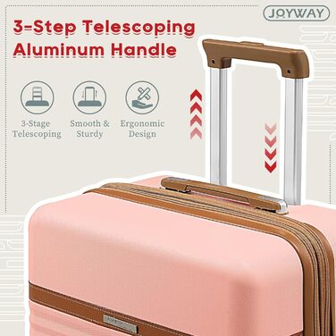 Набір валіз Joyway ABS з розширенням, 5шт, білий (рожевий), з TSA-замком та 4 колесами