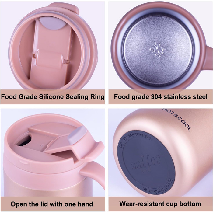 Термокружка з нержавіючої сталі 500 мл з кришкою та ручкою, подвійні стінки, вакуумна ізоляція, для подорожей та кемпінгу