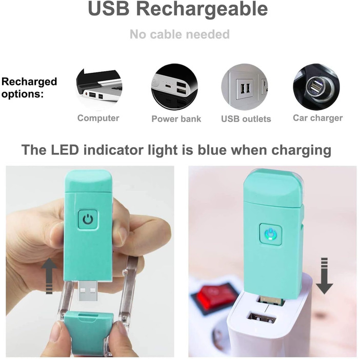 LED лампа-кліпса HONWELL для читання: USB, регулювання яскравості, захист очей, 3 режими, для дітей та офісу (блакитний)
