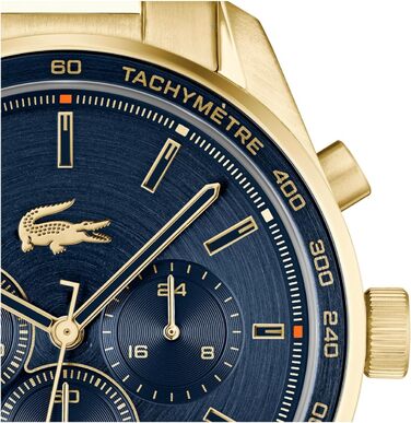 Годинник чоловічий Lacoste Boston Chronograph кварцовий з шкіряним або металевим браслетом (Золото-Синій, Метал)