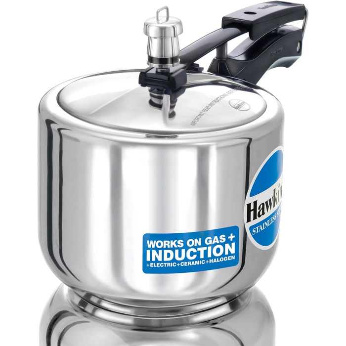 Hawkins Modell B 3 33 Hard Shell Cover L High Stainless Steel Pressure Cooker, small, silver