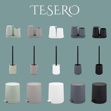 Набір аксесуарів для ванної кімнати Eluno Tesero, 3 шт. (дозатор мила, стакан, миска), чорний пластик