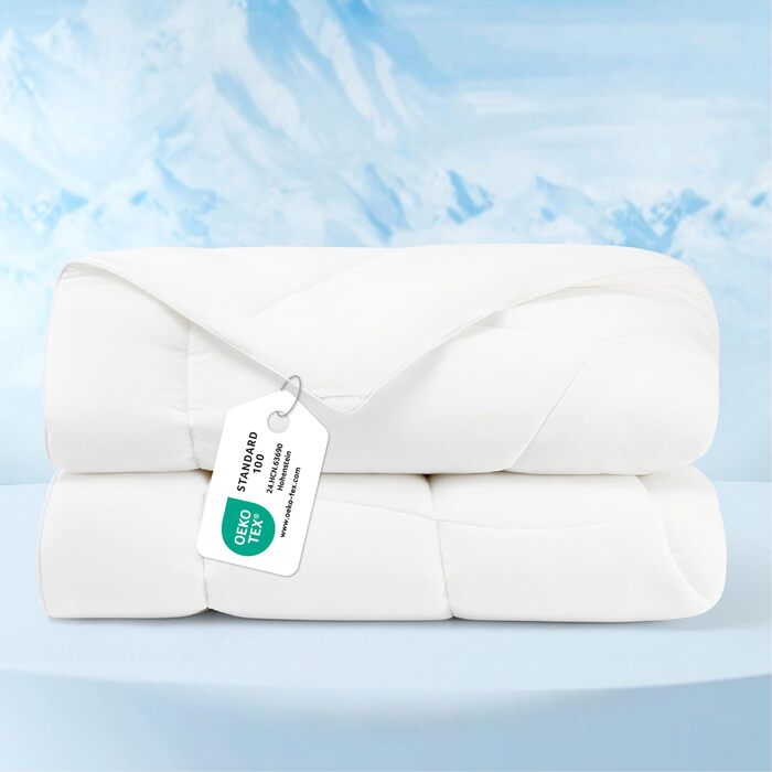 Охолоджуюча ковдра BEDSURE двостороння літня 155x220 см Arc-Chill Q-Max 0.4 - легка дихаюча ковдра від нічної пітливості та спеки (біла)