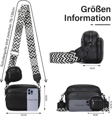 Сумка жіноча через плече крос-боді з PU шкіри, чорна - стильна маленька сумка з регульованим ремінцем