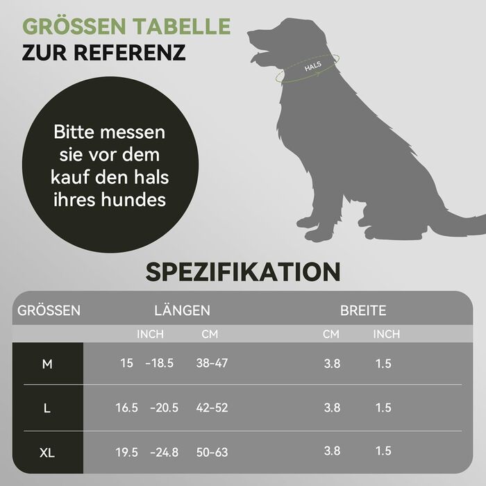 Тактичне обплетене нашийник для собак з ручкою, водонепроникний нашийник з Airtag, товстий регульований нашийник для собак з м'якою підкладкою, металева застібка для середніх та великих собак (Хакі, L(18'-23'))