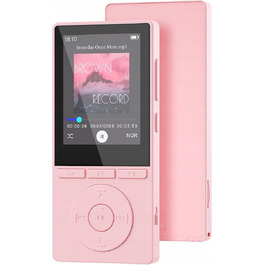 MP3-плеєр 64 ГБ Bluetooth 5.3 HiFi: динамік, електронна книга, диктофон, рожевий, 2,4”