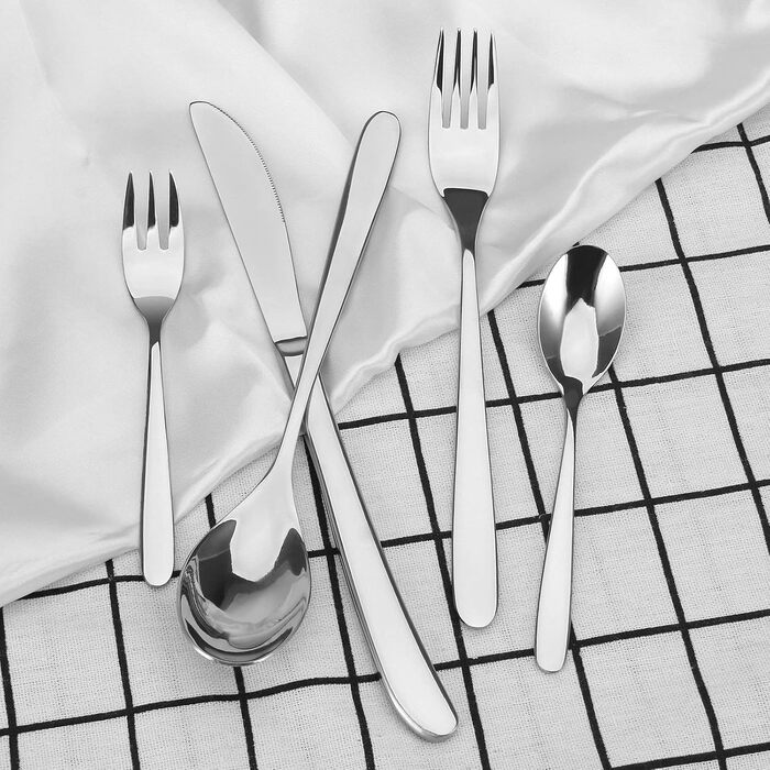 Cutlery Set, Bettlife 30-Piece Cutlery Set for 6 People with Knife/Fork/Spoon, Stainless Steel Cutlery Mirror Polished, Menu Cutlery Table Cutlery Set, Dishwasher Safe