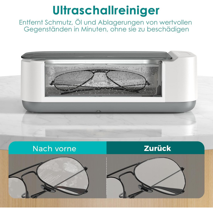 Ультразвукова очищувач KECOOLKE для ювелірних виробів, кілець, монет та окулярів з цифровим таймером (сірий)