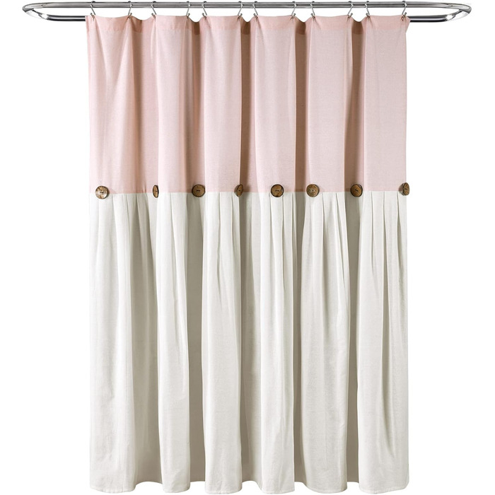 Шторка для душу Lush Decor з льону, 183 x 183 см, сірий та білий (Blush & White)