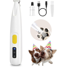 Триммер для собак та котів Pfotentrimmer з LED-підсвічуванням – 18 мм, тихий (35 dB), водонепроникний, акумуляторний – для лап, вух, обличчя та хвоста (білий)