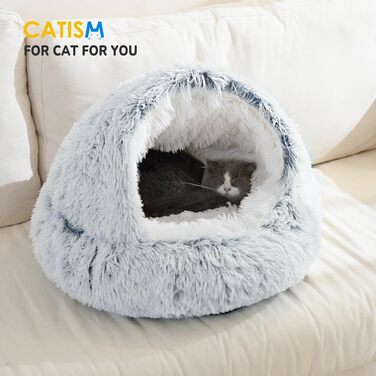 CATISM Cat Bed Washable Cat Sleeping Place for Cats Plush Pet Cat Head Pillow Cat Cushion Fluffy Kitten Puppy Snuggle Bed Pet Bed (Grey - XL(60cm))